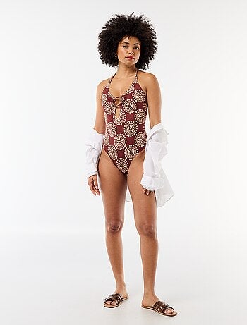 Bañador de una pieza estampado con escote de fantasía