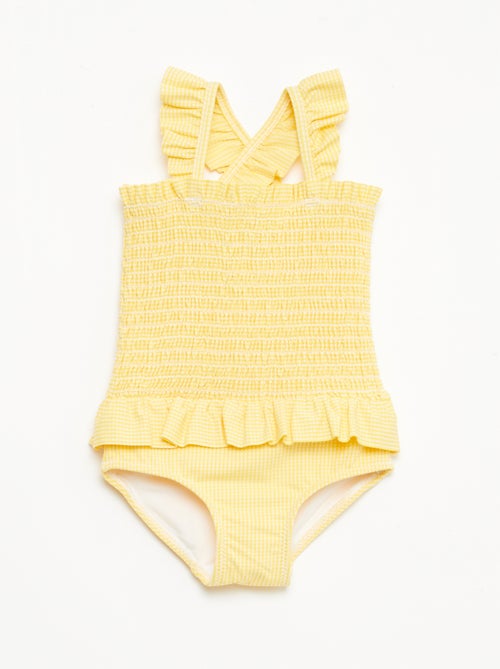 Bañador de una pieza smock con volantes - Kiabi