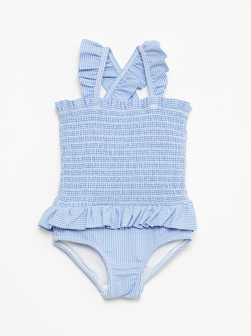 Bañador de una pieza smock con volantes - Kiabi