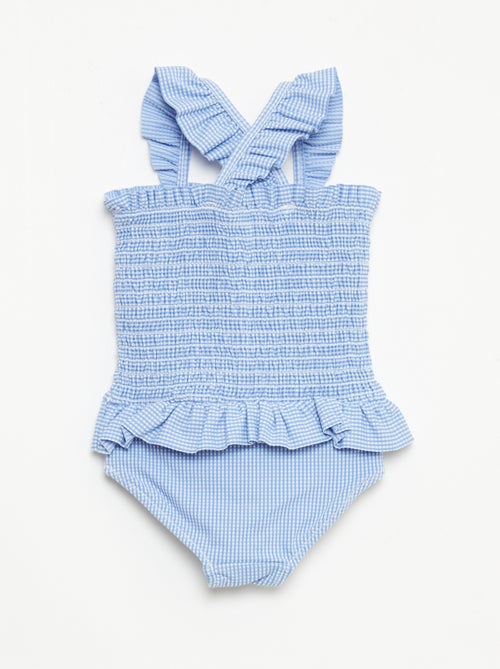 Bañador de una pieza smock con volantes - Kiabi