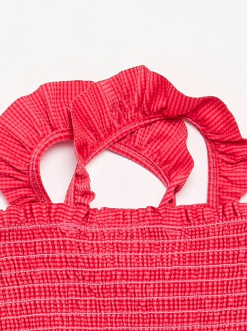 Bañador de una pieza smock con volantes - Kiabi