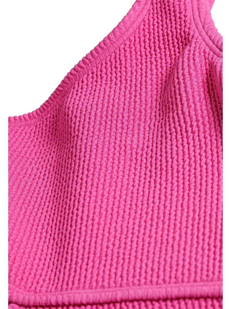 Bañador entero de una pieza diseño acanalado niñas - minoti Rosa malva - Kiabi