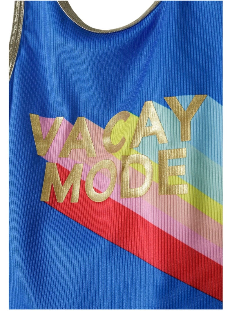 Bañador entero de una pieza diseño detalle en contraste de secado rápido niñas - minoti Azul - Kiabi
