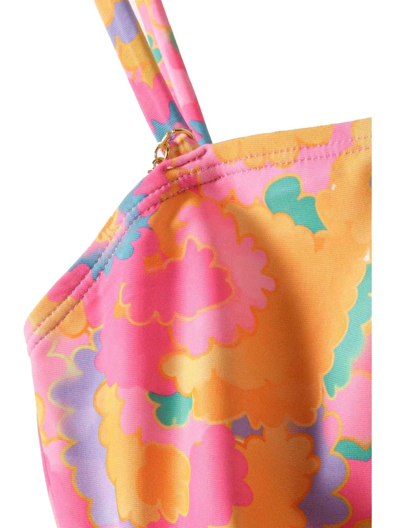 Bañador entero de una pieza diseño flores niñas - minoti Malva lila - Kiabi
