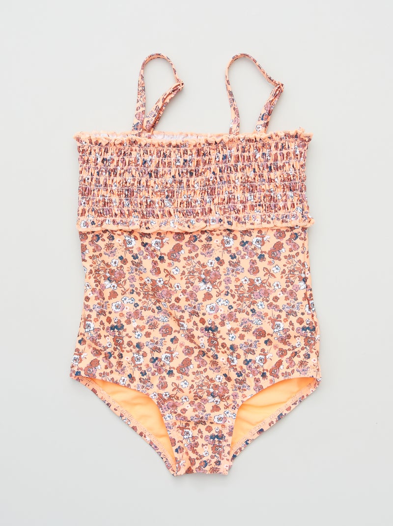 Bañador estampado flores naranja estampado - Kiabi