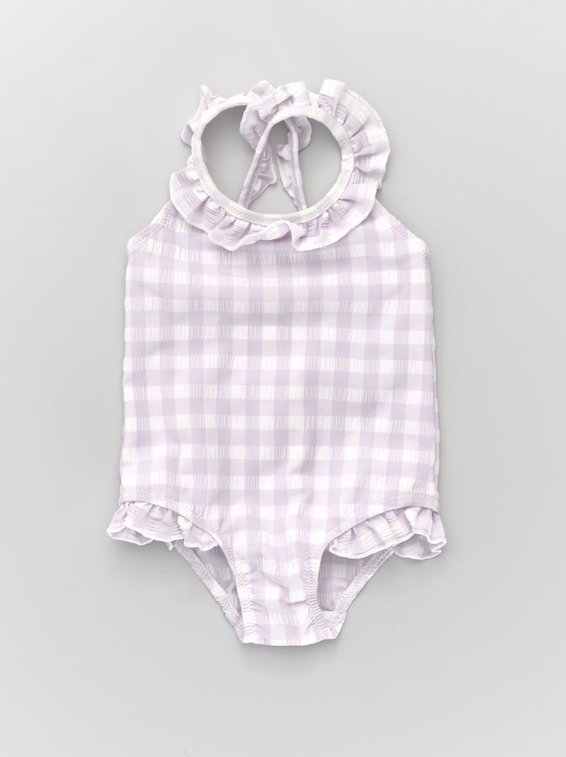 Bañador estampado 'vichy' BLANCO - Kiabi