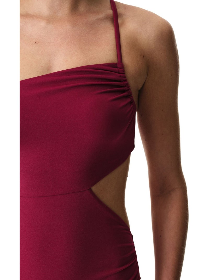Bañador evelyn brillante de mujer penti Rojo burdeos - Kiabi