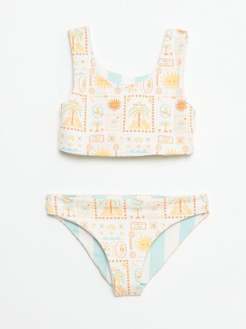 Bañador floreado reversible - 2 piezas - Kiabi