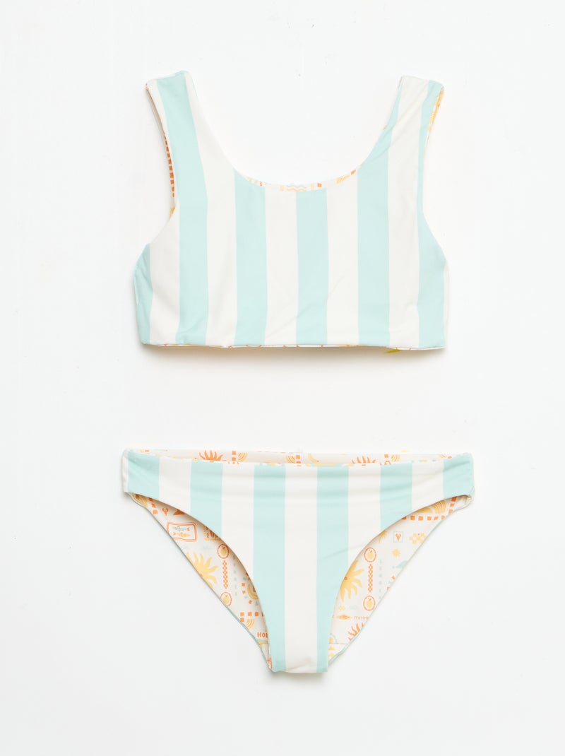 Bañador floreado reversible - 2 piezas Blanco - Kiabi