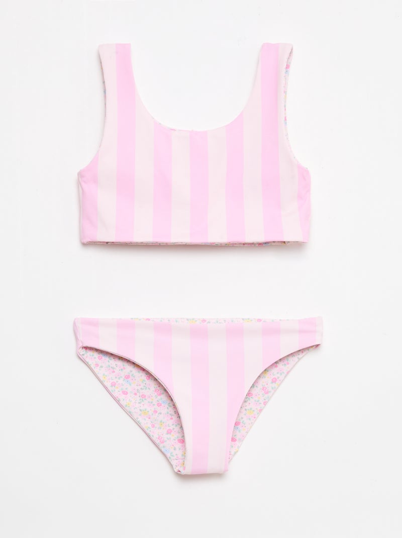 Bañador floreado reversible - 2 piezas Rosa - Kiabi