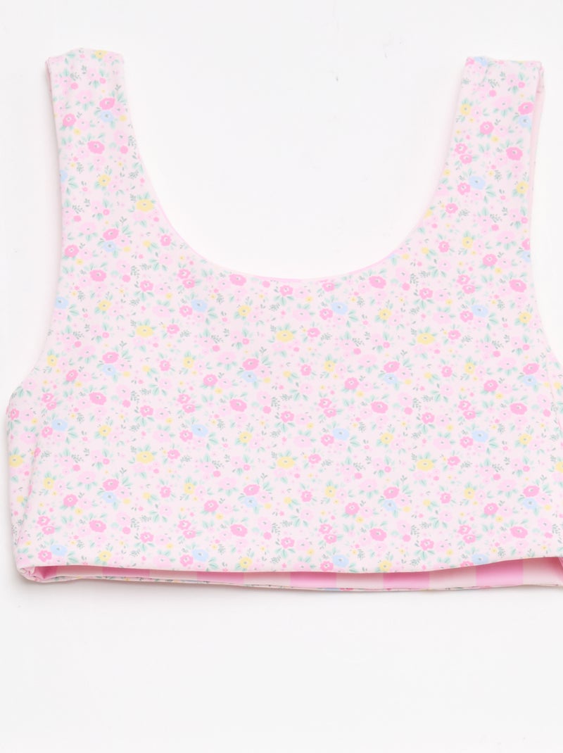 Bañador floreado reversible - 2 piezas Rosa - Kiabi