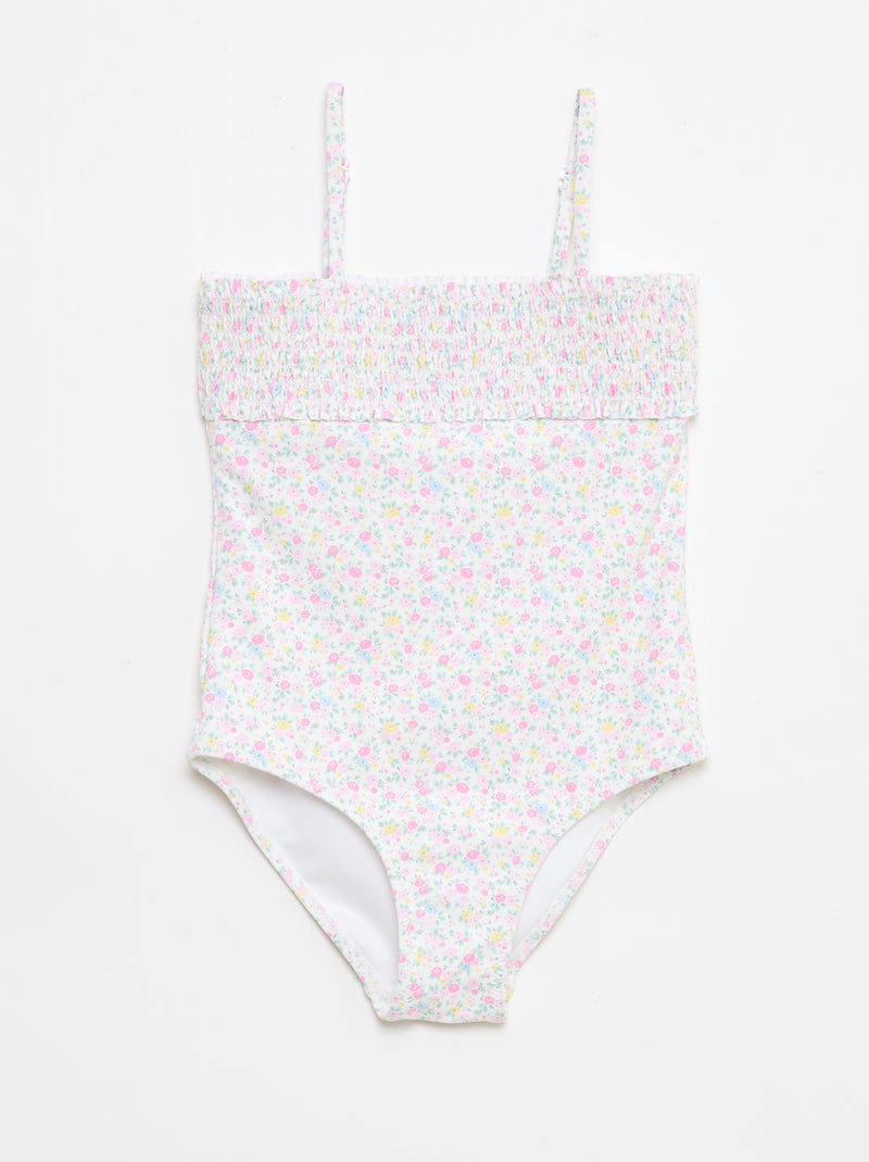 Bañador fruncido con coletero Blanco - Kiabi