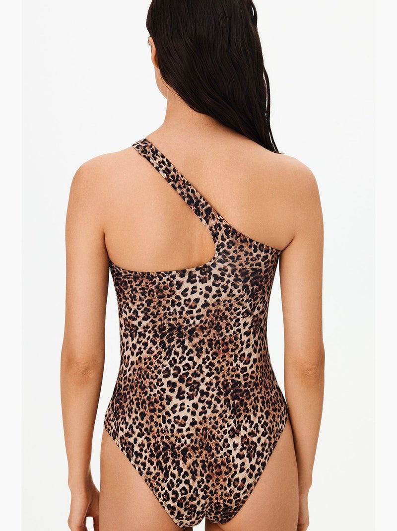 Bañador leo de un hombro con estampado de leopardo penti Camel - Kiabi