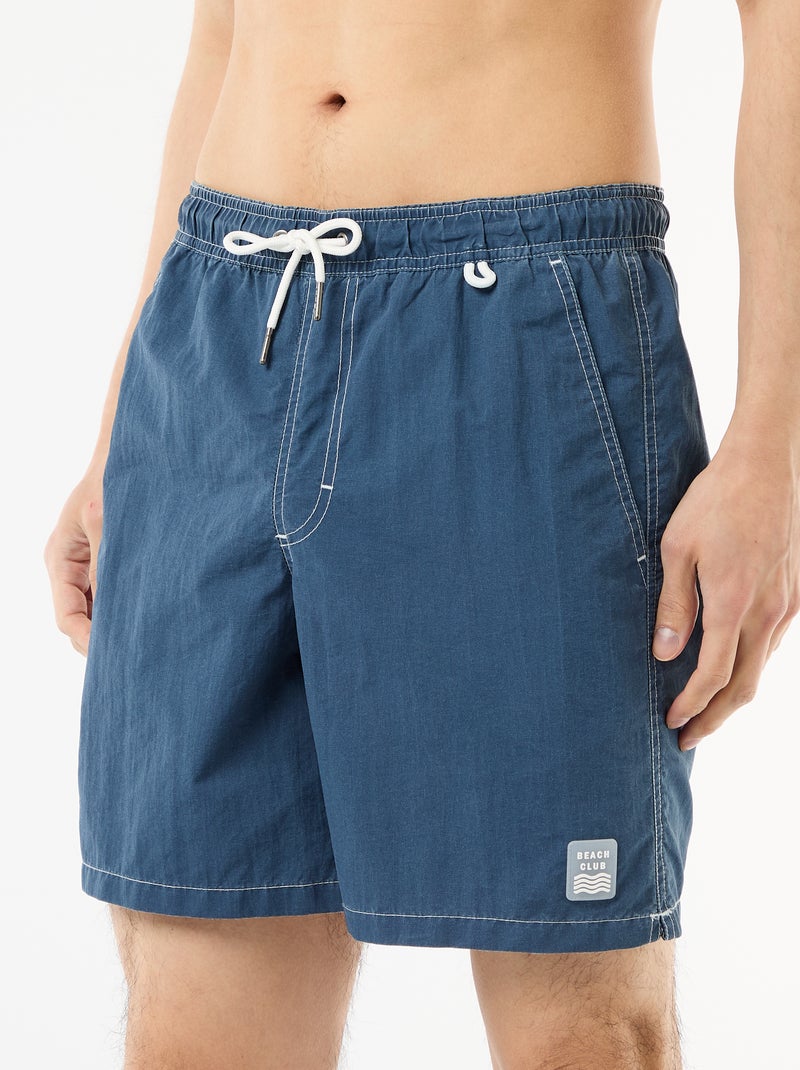 Bañador liso con bolsillos Azul - Kiabi