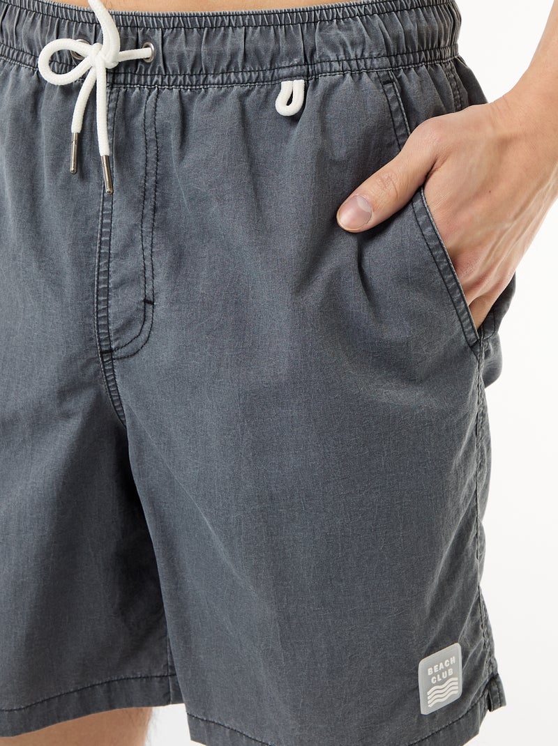 Bañador liso con bolsillos Negro - Kiabi
