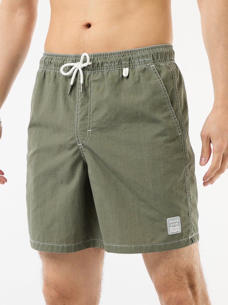 Bañador liso con bolsillos Verde - Kiabi