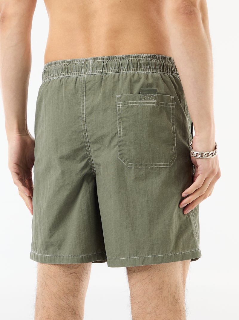 Bañador liso con bolsillos Verde - Kiabi