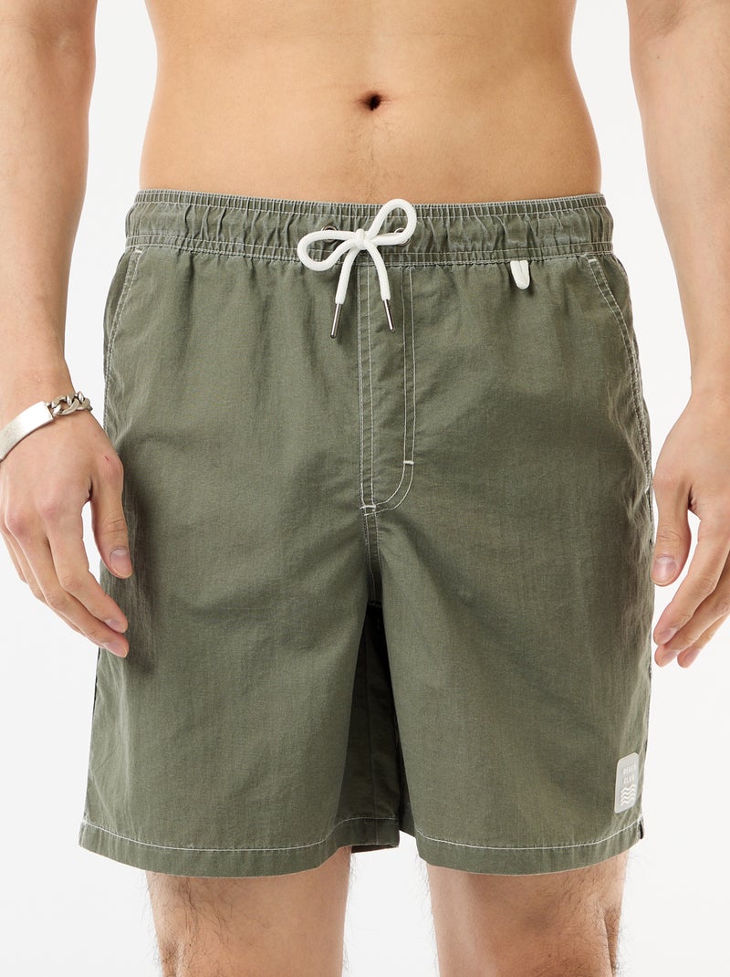 Bañador liso con bolsillos Verde - Kiabi