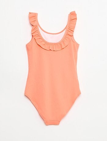 Bañador liso con volantes