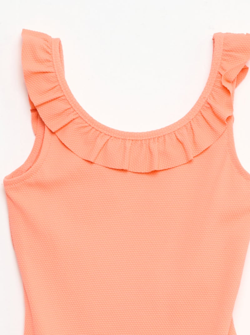 Bañador liso con volantes Naranja - Kiabi