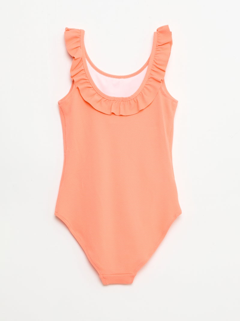 Bañador liso con volantes Naranja - Kiabi