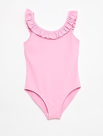 Bañador liso con volantes