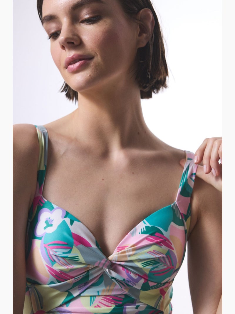 Bañador mujer sheila con volantes penti Verde menta - Kiabi
