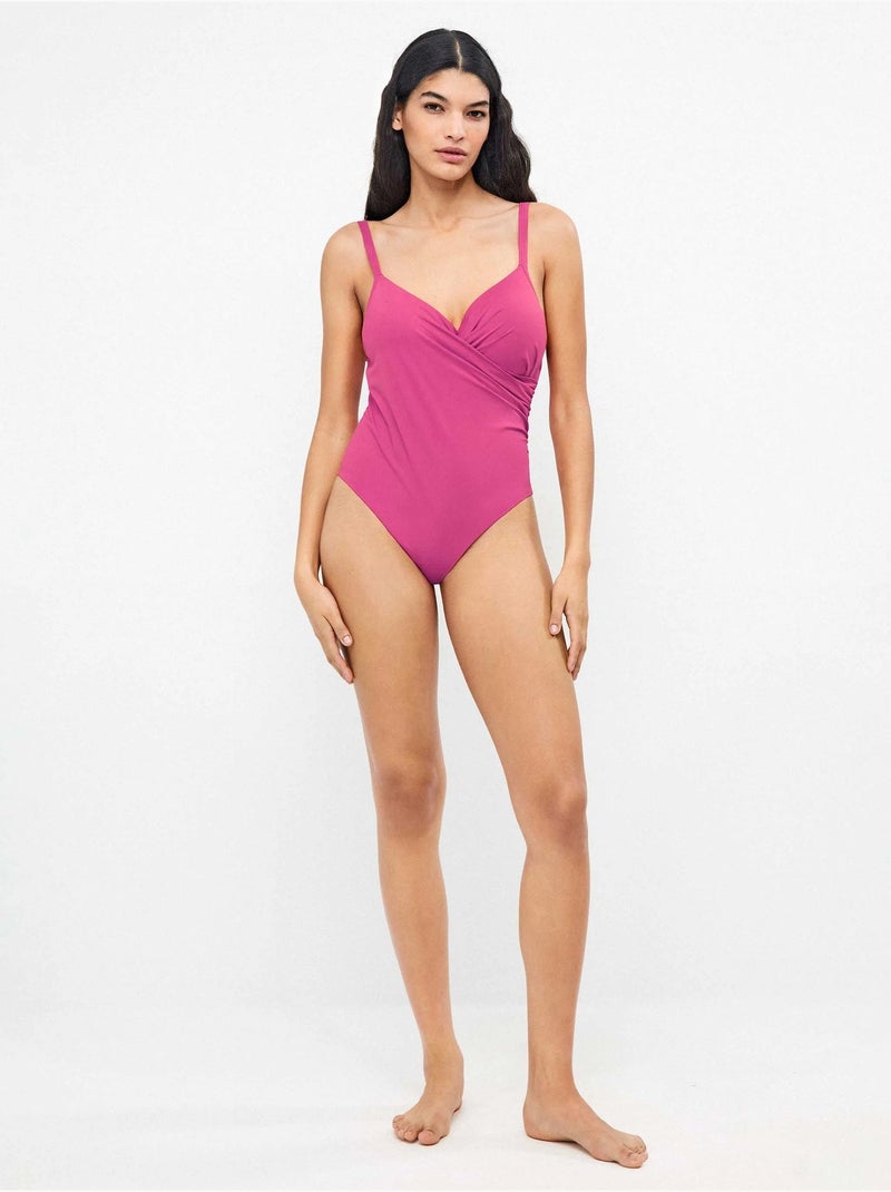 Bañador plus size efecto moldeador con aro y con foam Violeta - Kiabi