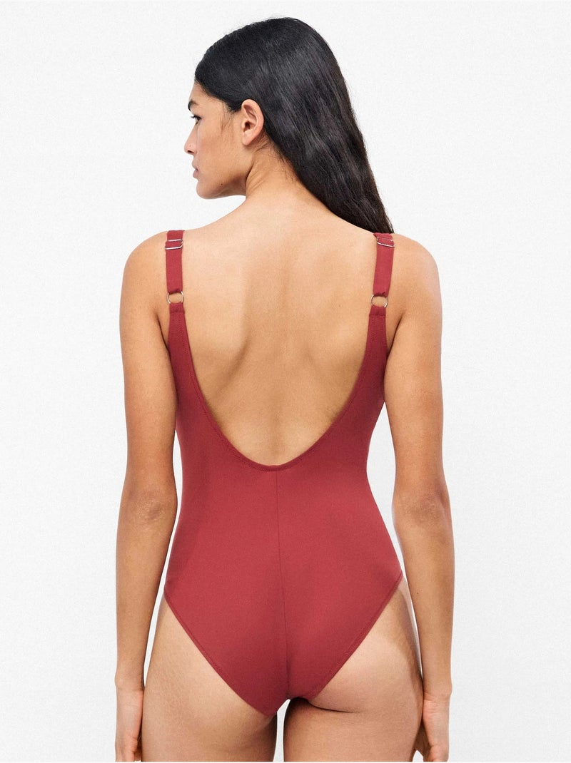Bañador plus size efecto moldeador sin aro y con foam Burdeos - Kiabi