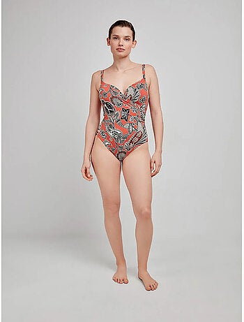 Bañador plus size moldeador sin aro, con foam y escote cruzado
