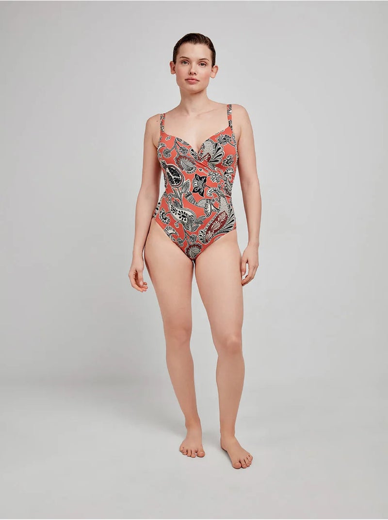Bañador plus size moldeador sin aro, con foam y escote cruzado Multicolor - Kiabi