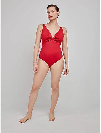 Bañador plus size moldeador, sin aro, con foam y nudo en escote