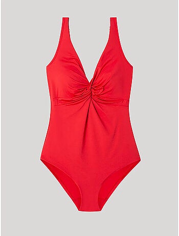 Bañador plus size moldeador, sin aro, con foam y nudo en escote