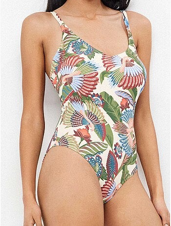 Bañador plus size sin aro con copa fija en tejidode piqué