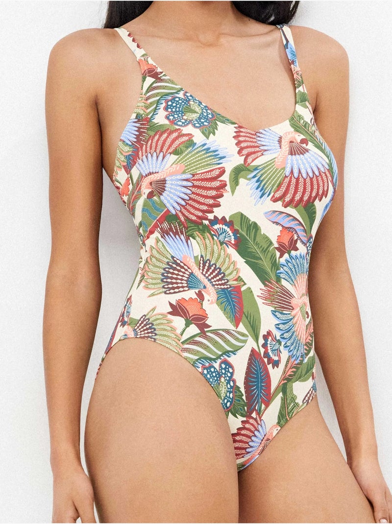 Bañador plus size sin aro con copa fija en tejidode piqué Multicolor - Kiabi