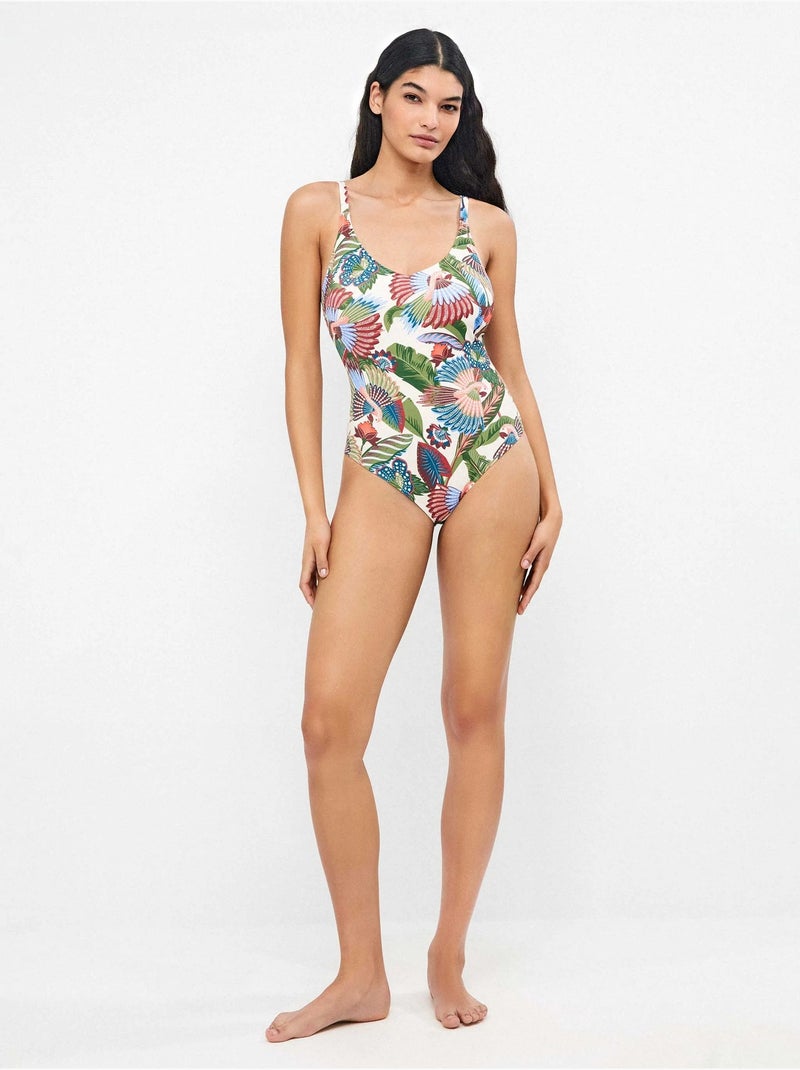 Bañador plus size sin aro con copa fija en tejidode piqué Multicolor - Kiabi