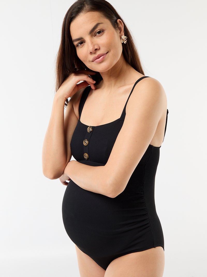 Bañador premamá de una pieza en canalé Negro - Kiabi