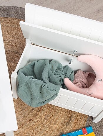 Banco baúl para juguetes en madera con tapa de cierre suave - ROBA