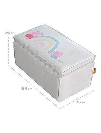 Banco baúl para juguetes en madera y terciopelo 'Roba Peppa Pig'