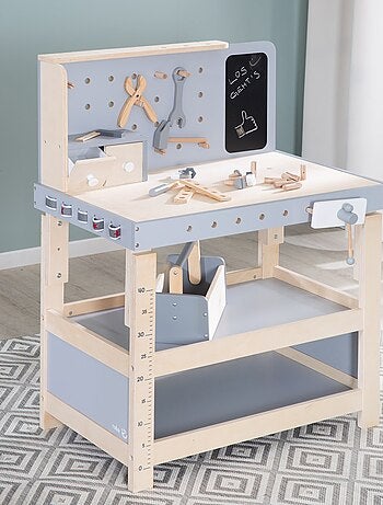 Banco de trabajo en madera para niños ajustable en altura + 38 accesorios 'Roba'