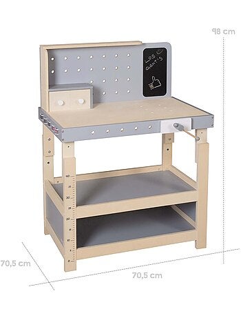 Banco de trabajo en madera para niños ajustable en altura + 38 accesorios 'Roba'