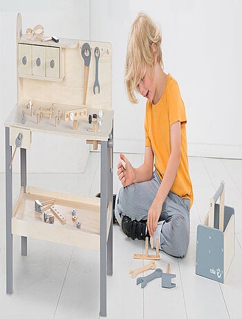 Banco de trabajo en madera para niños con accesorios de bricolaje 'Roba'