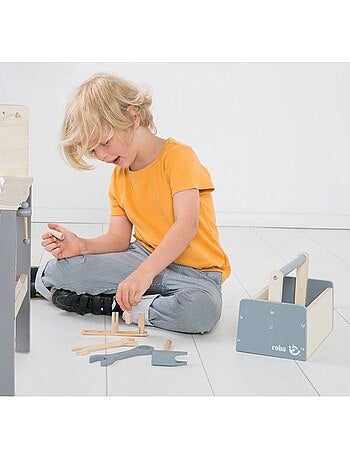 Banco de trabajo en madera para niños con accesorios de bricolaje 'Roba'