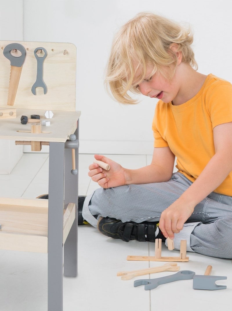 Banco de trabajo en madera para niños con accesorios de bricolaje 'Roba' Madera natural - Kiabi