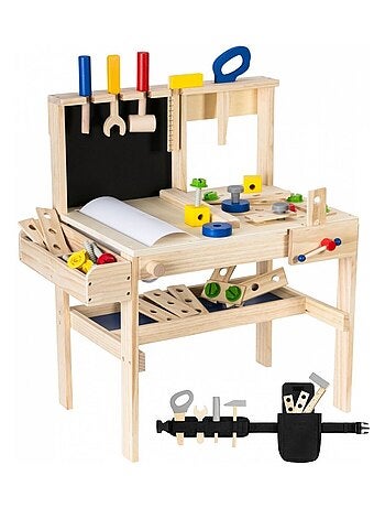 Banco de trabajo madera niño con cinturón herramientas Mamabrum