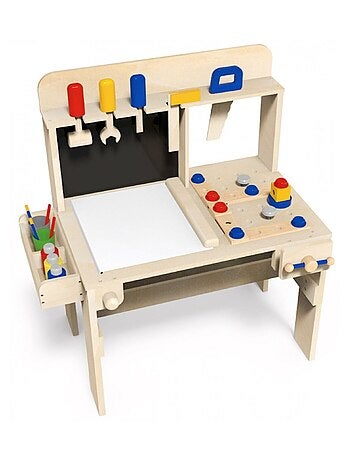 Banco de trabajo madera niño con cinturón herramientas Mamabrum