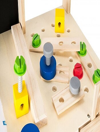 Banco de trabajo madera niño con cinturón herramientas Mamabrum