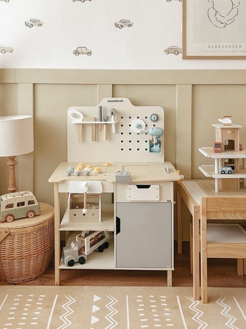 Banco de trabajo madera niño con taladro 74 piezas Mamabrum - Kiabi