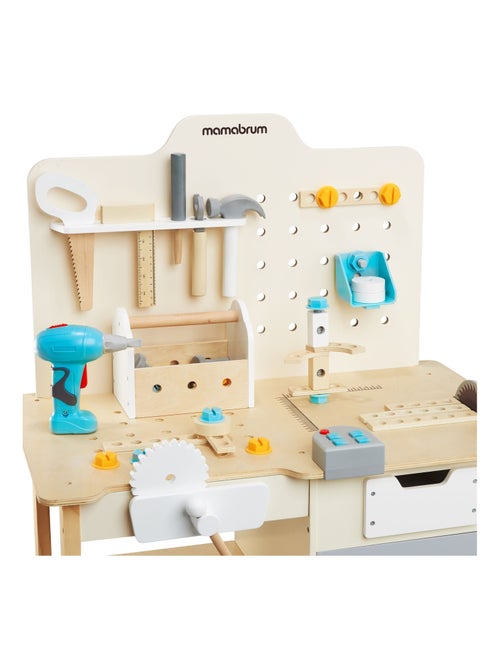 Banco de trabajo madera niño con taladro 74 piezas Mamabrum - Kiabi