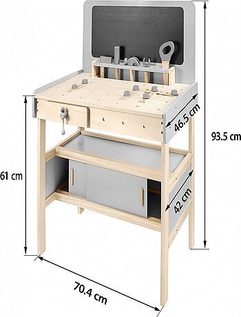 Banco de trabajo XXL madera 50 piezas con cinturón Mamabrum